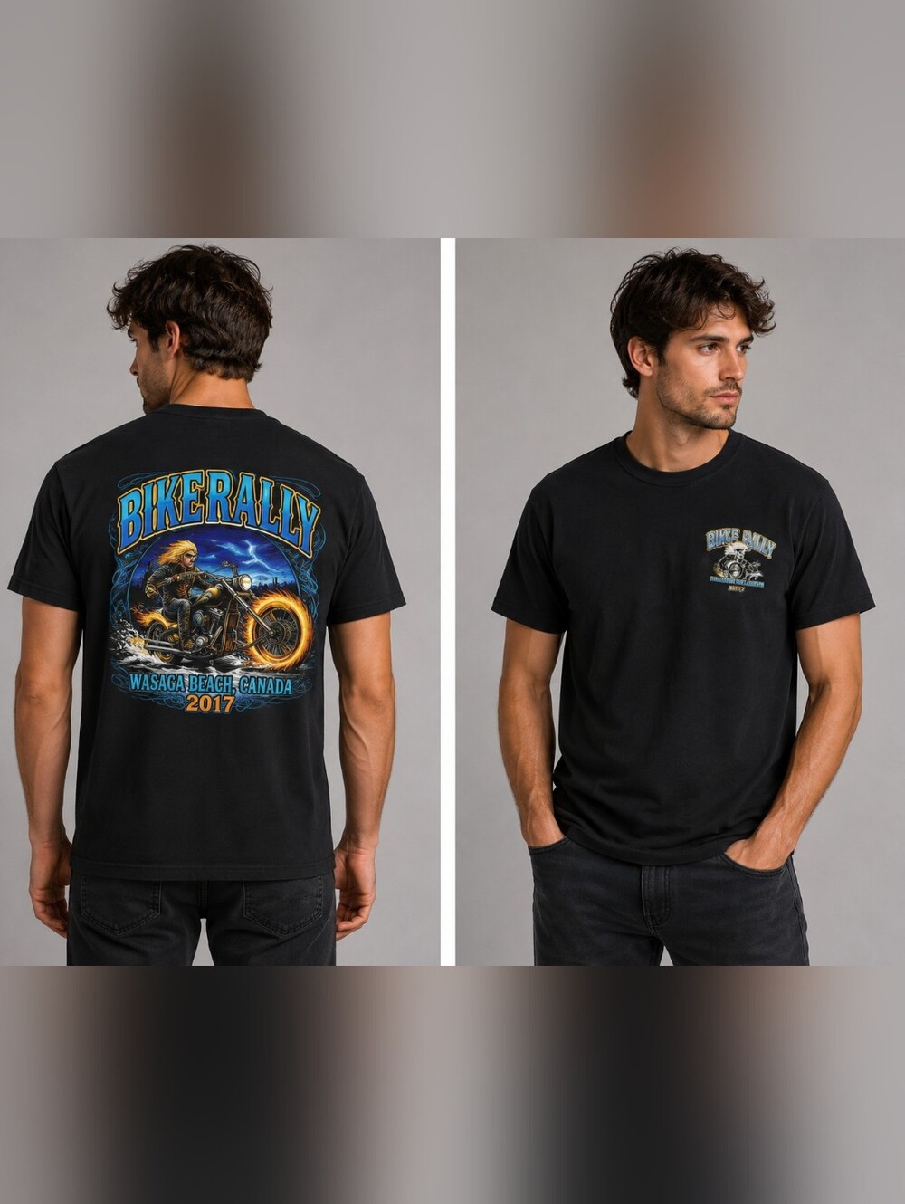 Black Biker Rally Graphic Short-Sleeve Tee